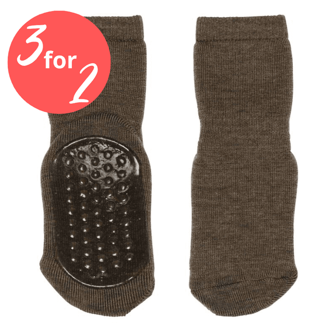 Hovedbilde MP - Antisklisokker i ull/bomull Brown Melange