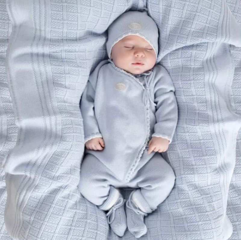 Lillelam - Hentesett i merinoull Babyblå