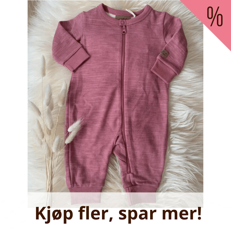 Need It - Pysjamas/Heldrakt i ull/bambus m/glidel